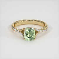 1.59 Ct. Yellowish Green Sapphire Ring, 18K Yellow Gold 1