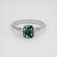 1.36 Ct. Bluish Green Sapphire Ring, Platinum 950 1