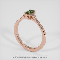 0.41 Ct. Bluish Green Sapphire Ring, 18K Rose Gold 2