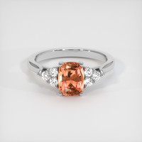 1.59 Ct. Padparadscha Sapphire Ring, 14K White Gold 1