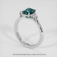 1.36 Ct. Bluish Green Sapphire Ring, 14K White Gold 2