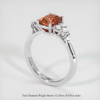 1.59 Ct. Padparadscha Sapphire Ring, 18K White Gold 2