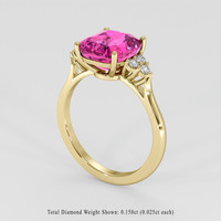 4.06 Ct. Pink Sapphire Ring, 18K Yellow Gold 2