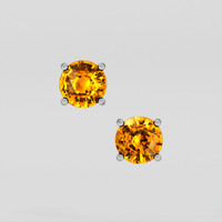 <span>2.52</span>&nbsp;<span class="tooltip-light">Ct.Tw.<span class="tooltiptext">Total Carat Weight</span></span> Orange Sapphire Earrings, Platinum 950 1