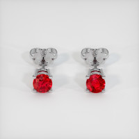 0.84 Ct.Tw. Ruby Earrings, 18K White Gold 1