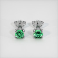 0.91 Ct.Tw. Emerald Earrings, 18K White Gold 1