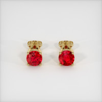 <span>0.74</span>&nbsp;<span class="tooltip-light">Ct.Tw.<span class="tooltiptext">Total Carat Weight</span></span> Ruby Earrings, 14K Yellow Gold 1