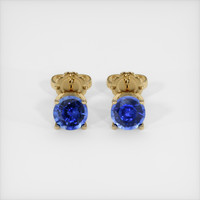 0.75 Ct.Tw. Blue Sapphire Earrings, 14K Yellow Gold 1