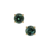 <span>2.18</span>&nbsp;<span class="tooltip-light">Ct.Tw.<span class="tooltiptext">Total Carat Weight</span></span> Bluish Green Sapphire Earrings, 14K Yellow Gold 1