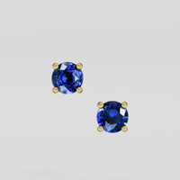<span>1.25</span> <span class="tooltip-light">Ct.Tw.<span class="tooltiptext">Total Carat Weight</span></span> Blue Sapphire Earrings, 18K Yellow Gold 1
