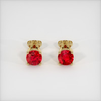 <span>0.74</span>&nbsp;<span class="tooltip-light">Ct.Tw.<span class="tooltiptext">Total Carat Weight</span></span> Ruby Earrings, 18K Yellow Gold 1