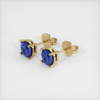 0.75 Ct.Tw. Blue Sapphire Earrings, 18K Yellow Gold 2