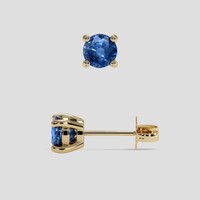 <span>1.41</span>&nbsp;<span class="tooltip-light">Ct.Tw.<span class="tooltiptext">Total Carat Weight</span></span> Blue Sapphire Earrings, 18K Yellow Gold 2