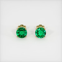 <span>0.75</span>&nbsp;<span class="tooltip-light">Ct.Tw.<span class="tooltiptext">Total Carat Weight</span></span> Emerald Earrings, 18K Yellow Gold 1