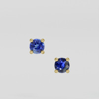 <span>0.75</span> <span class="tooltip-light">Ct.Tw.<span class="tooltiptext">Total Carat Weight</span></span> Blue Sapphire Earrings, 18K Yellow Gold 1
