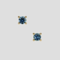 <span>0.69</span>&nbsp;<span class="tooltip-light">Ct.Tw.<span class="tooltiptext">Total Carat Weight</span></span> Greenish Blue Sapphire Earrings, 18K Yellow Gold 1