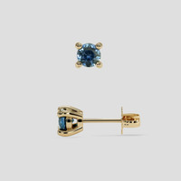 <span>0.69</span>&nbsp;<span class="tooltip-light">Ct.Tw.<span class="tooltiptext">Total Carat Weight</span></span> Greenish Blue Sapphire Earrings, 18K Yellow Gold 2