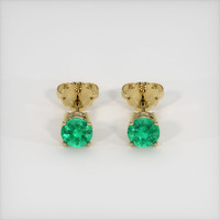 0.52 Ct.Tw. Emerald Earrings, 18K Yellow Gold 1