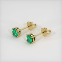 0.52 Ct.Tw. Emerald Earrings, 18K Yellow Gold 2