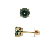<span>2.18</span> <span class="tooltip-light">Ct.Tw.<span class="tooltiptext">Total Carat Weight</span></span> Bluish Green Sapphire Earrings, 18K Yellow Gold 2