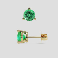 <span>0.91</span>&nbsp;<span class="tooltip-light">Ct.Tw.<span class="tooltiptext">Total Carat Weight</span></span> Emerald Earrings, 18K Yellow Gold 2