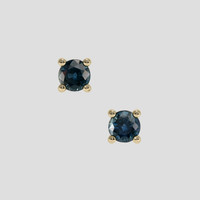 <span>0.76</span> <span class="tooltip-light">Ct.Tw.<span class="tooltiptext">Total Carat Weight</span></span> Greenish Blue Sapphire Earrings, 18K Yellow Gold 1