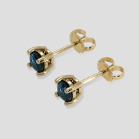 <span>0.76</span> <span class="tooltip-light">Ct.Tw.<span class="tooltiptext">Total Carat Weight</span></span> Greenish Blue Sapphire Earrings, 18K Yellow Gold 3