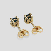 <span>0.76</span> <span class="tooltip-light">Ct.Tw.<span class="tooltiptext">Total Carat Weight</span></span> Greenish Blue Sapphire Earrings, 18K Yellow Gold 4