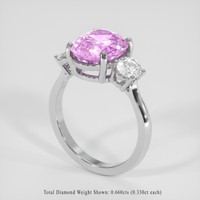 4.04 Ct. Purplish Pink Sapphire Ring, Platinum 950 2