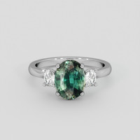 2.22 Ct. Bluish Green Sapphire Ring, Platinum 950 1