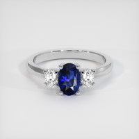 0.69 Ct. Blue Sapphire Ring, 14K White Gold 1