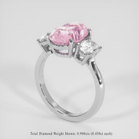 3.68 Ct. Padparadscha Sapphire Ring, 14K White Gold 2