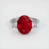 Three Stone Ruby Ring 5.03 Ct., 18K White Gold Preview