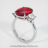 Three Stone Ruby Ring 5.03 Ct., 18K White Gold Preview