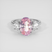 3.68 Ct. Padparadscha Sapphire Ring, 18K White Gold 1