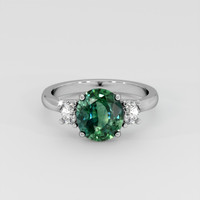 2.58 Ct. Bluish Green Sapphire Ring, 18K White Gold 1