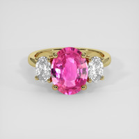 3.09 Ct. Pink Sapphire Ring, 18K Yellow Gold 1