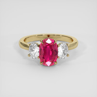 2.13 Ct. Pinkish Red Ruby Ring, 18K Yellow Gold 1