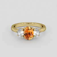 1.22 Ct. Yellowish Orange Sapphire Ring, 18K Yellow Gold 1
