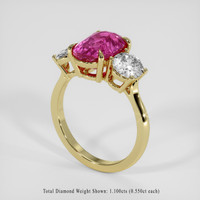 3.00 Ct. Pink Sapphire Ring, 18K Yellow Gold 2