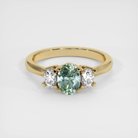 0.75 Ct. Bluish Green Sapphire Ring, 18K Yellow Gold 1