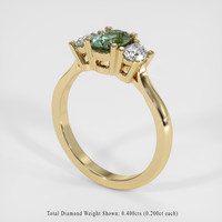 0.75 Ct. Bluish Green Sapphire Ring, 18K Yellow Gold 2
