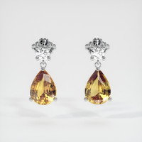 2.79 Ct.Tw. Yellowish Brown Sapphire Earrings, Platinum 950 1