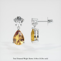 2.79 Ct.Tw. Yellowish Brown Sapphire Earrings, Platinum 950 2