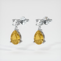 2.79 Ct.Tw. Yellowish Brown Sapphire Earrings, Platinum 950 3