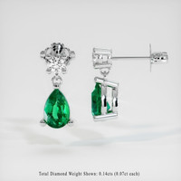Emerald Earrings 0.71 Ct.Tw.Total Carat Weight, Platinum 950 Preview
