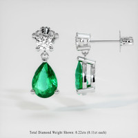 Accent Stones Emerald Earrings 1.12 Ct.Tw.Total Carat Weight, Platinum 950 Preview