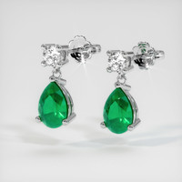 Accent Stones Emerald Earrings 1.12 Ct.Tw.Total Carat Weight, Platinum 950 Preview