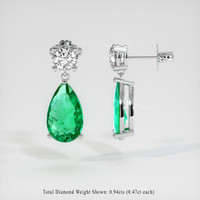 <span>2.86</span>&nbsp;<span class="tooltip-light">Ct.Tw.<span class="tooltiptext">Total Carat Weight</span></span> Emerald Earrings, Platinum 950 2