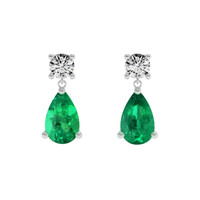 <span>1.55</span>&nbsp;<span class="tooltip-light">Ct.Tw.<span class="tooltiptext">Total Carat Weight</span></span> Emerald Earrings, Platinum 950 1